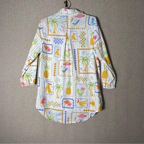 Calypso St Barth Tunic Womens XL Tropical Linen Blend Resort Beach Shirt Coverup - Picture 8 of 12
